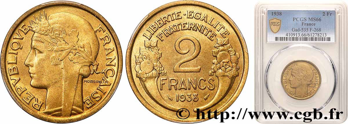 2 francs Morlon 1938  F.268/11 FDC66 PCGS