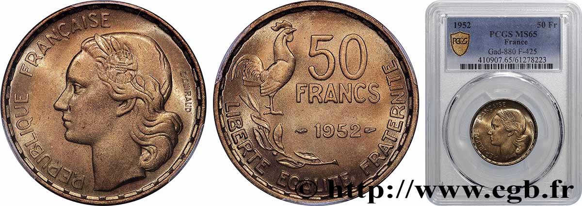 50 francs Guiraud 1952  F.425/8 FDC65 PCGS