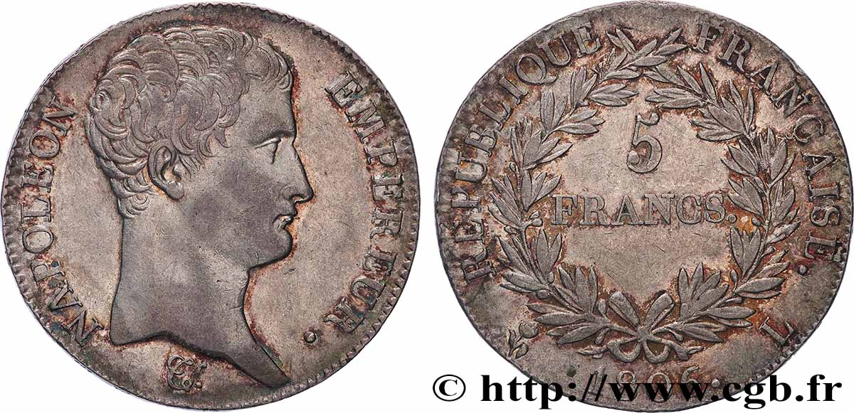 5 francs Napoléon Empereur, Calendrier grégorien 1806 Bayonne F.304/7 TTB 