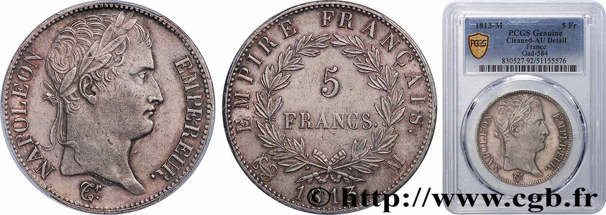 5 francs Napoléon Empereur, Empire français 1813 Toulouse F.307/68 TTB+ PCGS