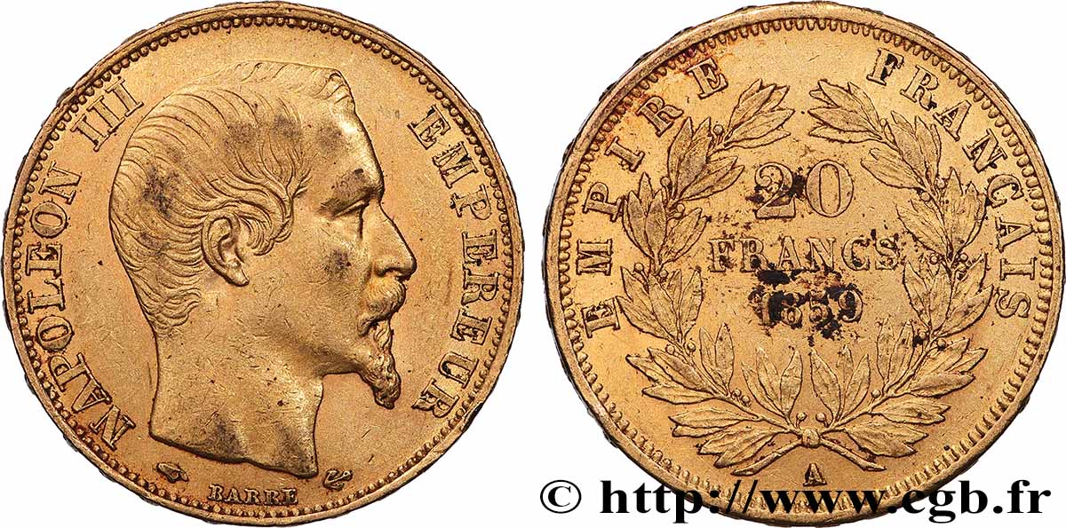 20 francs or Napoléon III, tête nue 1859 Paris F.531/15 AU 