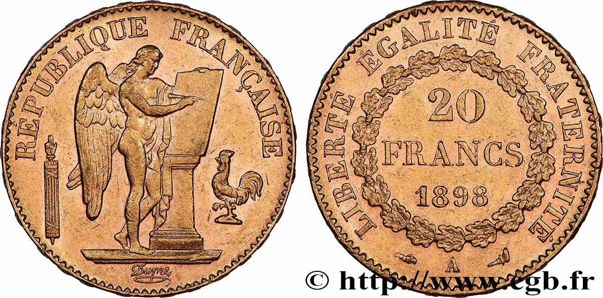 20 francs or Génie, Troisième République 1898 Paris F.533/23 TTB+ 