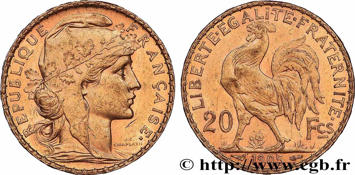 20 francs or Coq, Dieu protège la France 1905 Paris F.534/10 TTB+ 