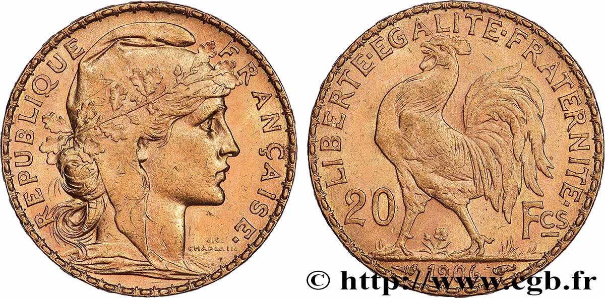 20 francs or Coq, Dieu protège la France 1906 Paris F.534/11 EBC 
