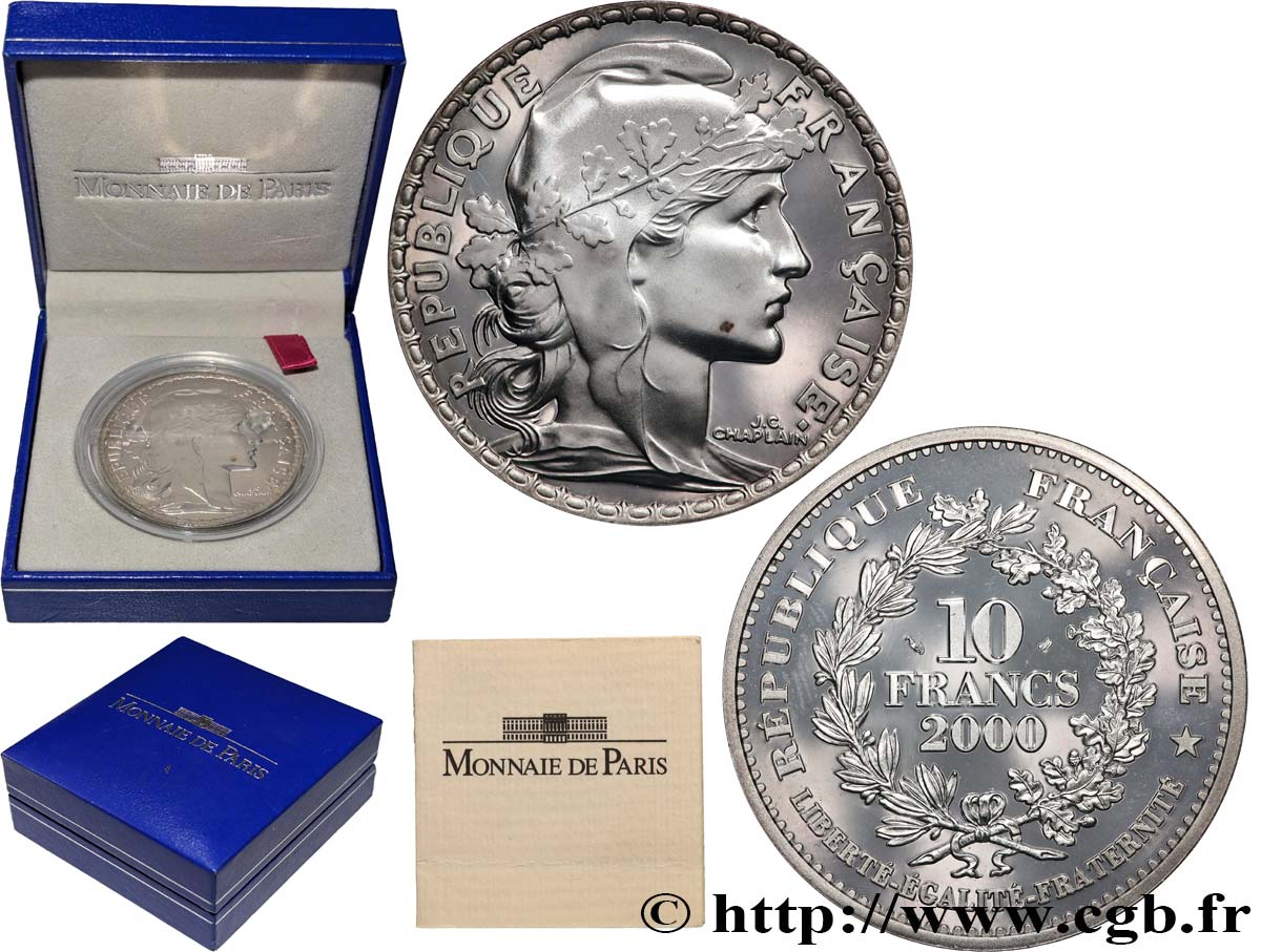Belle Épreuve 10 Francs - Marianne de la IIIe République, Jules Chaplain 2000 Paris F.1334 1 SPL+ 