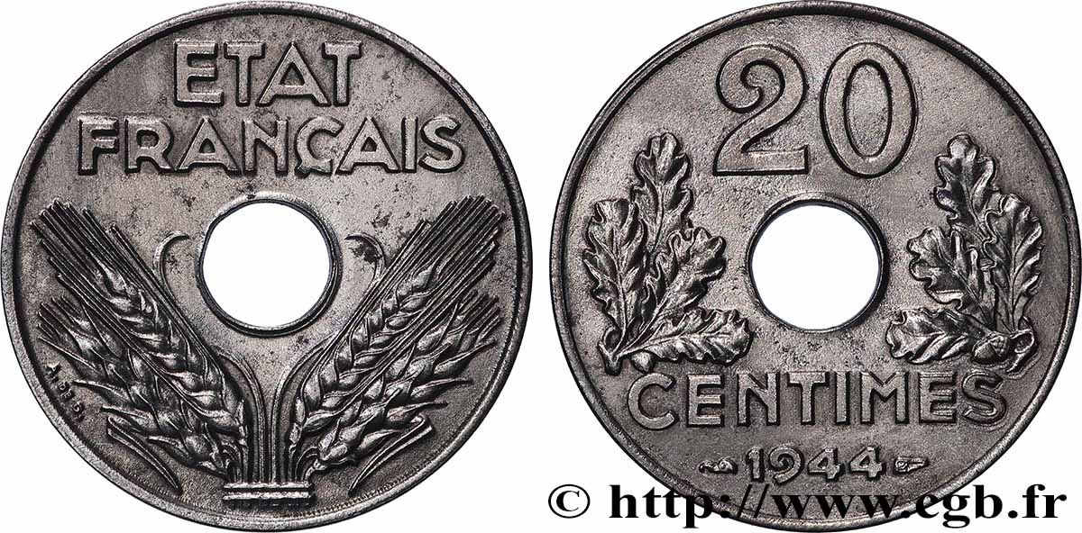 20 centimes fer 1944  F.154/3 SUP+ 