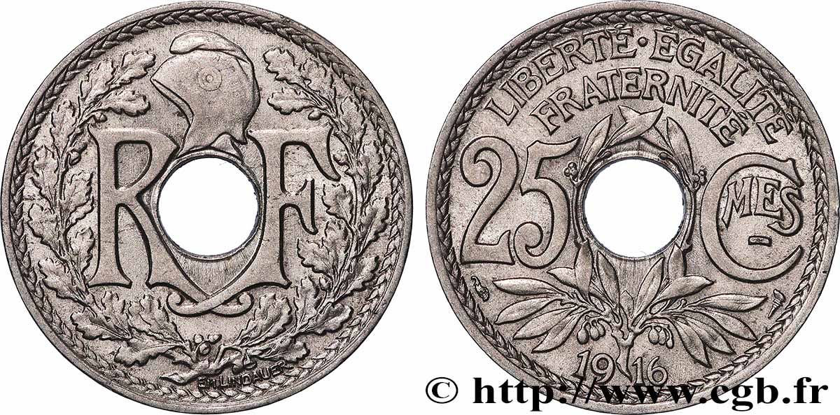 25 centimes Lindauer, Cmes souligné 1916 Paris F.170/4 TTB+ 