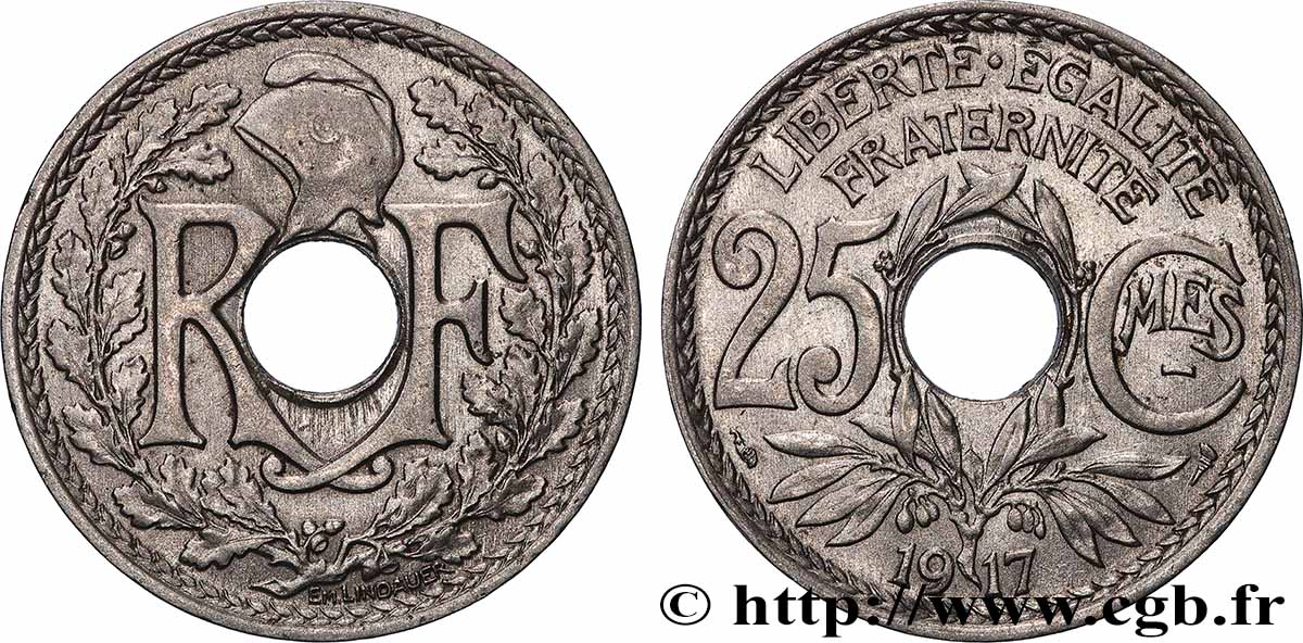 25 centimes Lindauer, Cmes souligné 1917  F.170/5 TTB 
