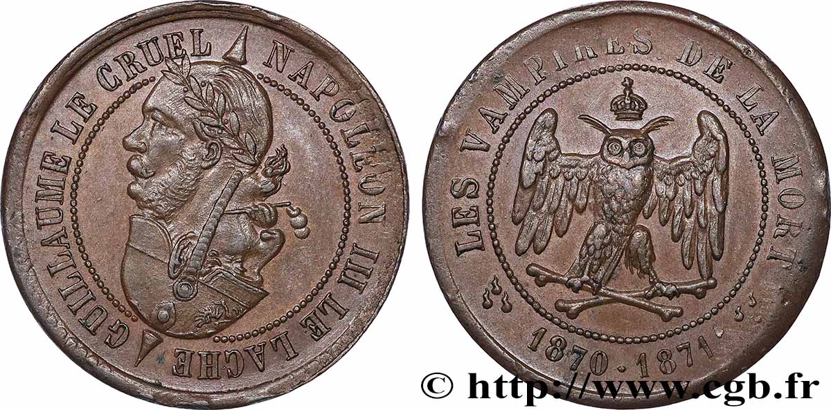 Médaille satirique, En tête-bêche 1871  Schw.H1  SUP+ 