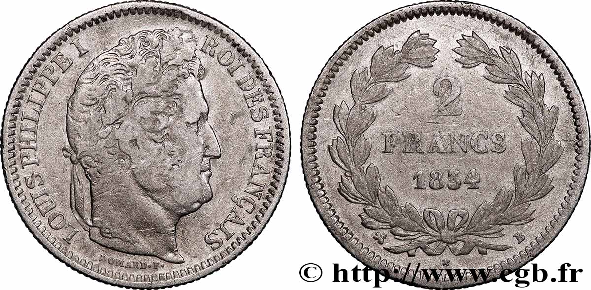 2 francs Louis-Philippe 1834 Rouen F.260/30 TTB 