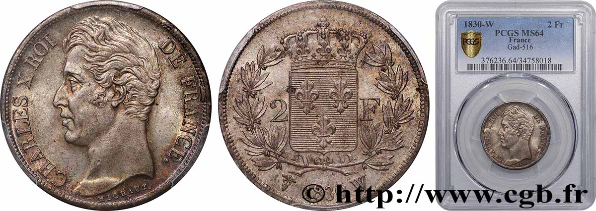 2 francs Charles X 1830 Lille F.258/70 SPL64 PCGS