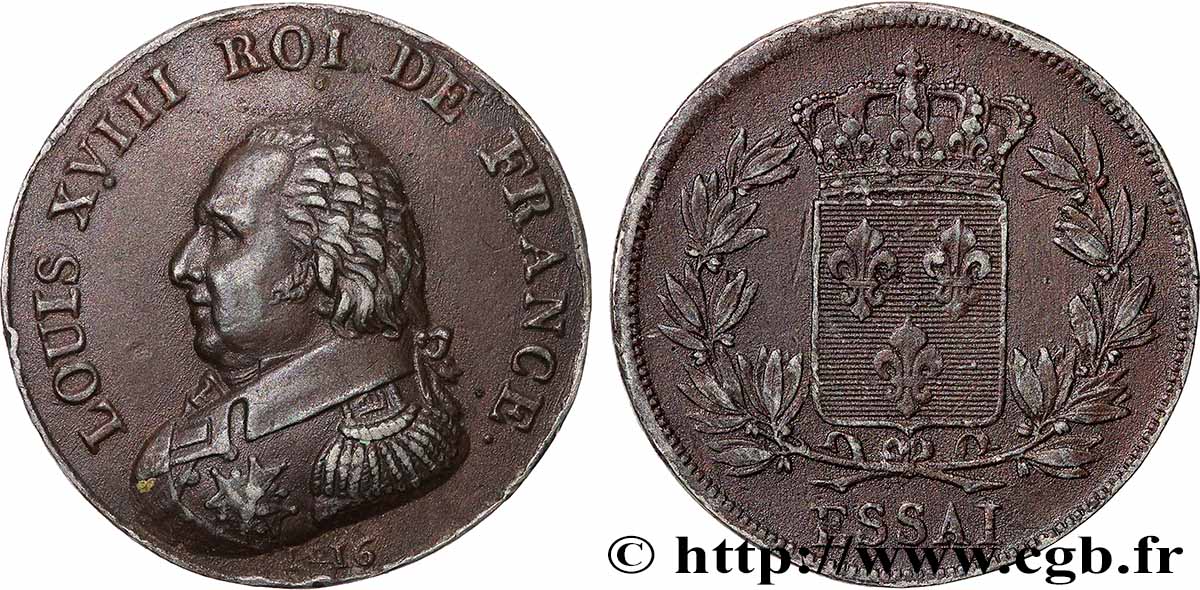 Reproduction fantaisiste d’un Essai de 5 Centimes 1816  T.T.Jet1-2501 cop. SUP 