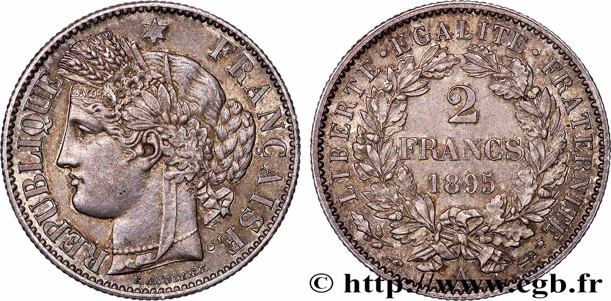 2 francs Cérès, avec légende 1895 Paris F.265/17 MS 