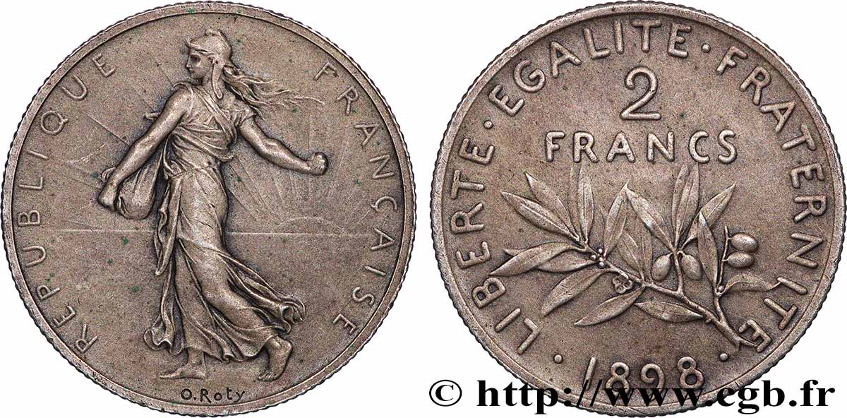 2 francs Semeuse, Flan Mat 1898  F.266/2 MS 