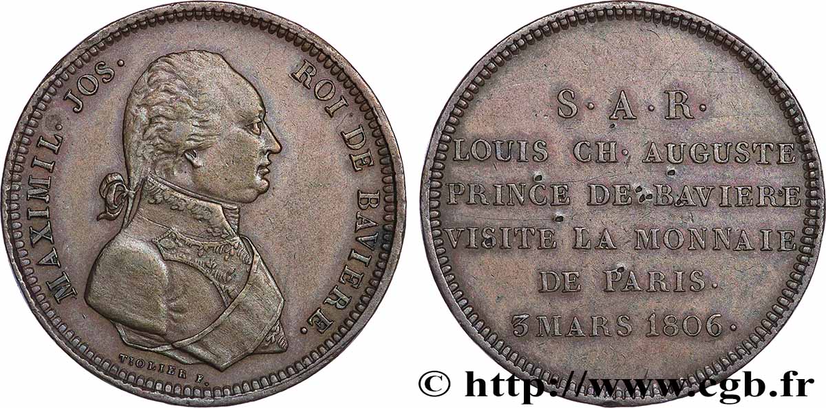 Monnaie de visite, module de 2 francs, pour Maximilien de Bavière 1806  T.T.1702 a3 AU 