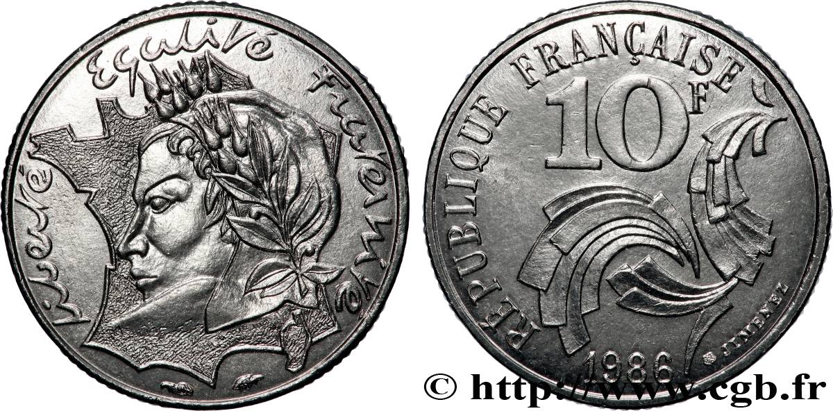 10 francs Jimenez 1986  F.373/2 VZ+ 