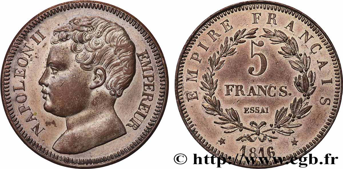 5 francs, essai en cuivre argenté 1816  T.T.2809 6 MS 
