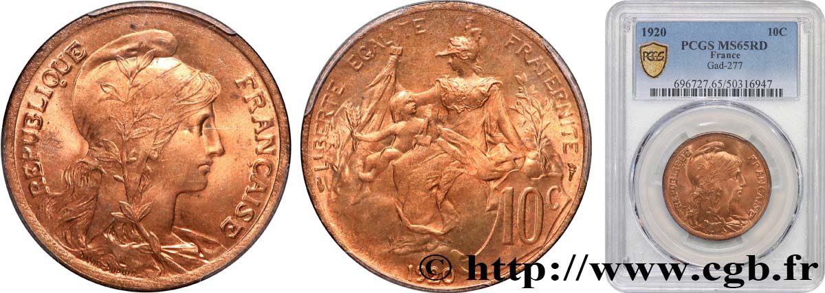 10 centimes Daniel-Dupuis 1920  F.136/29 FDC65 PCGS