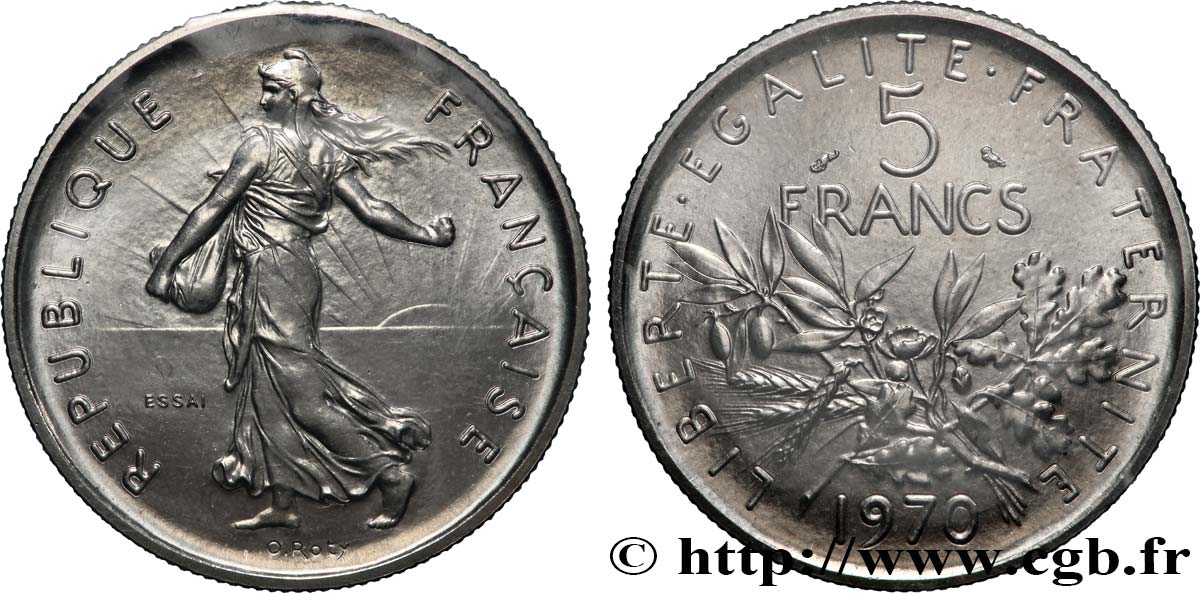 Essai de 5 francs Semeuse, nickel 1970 Paris F.341/1 MS 