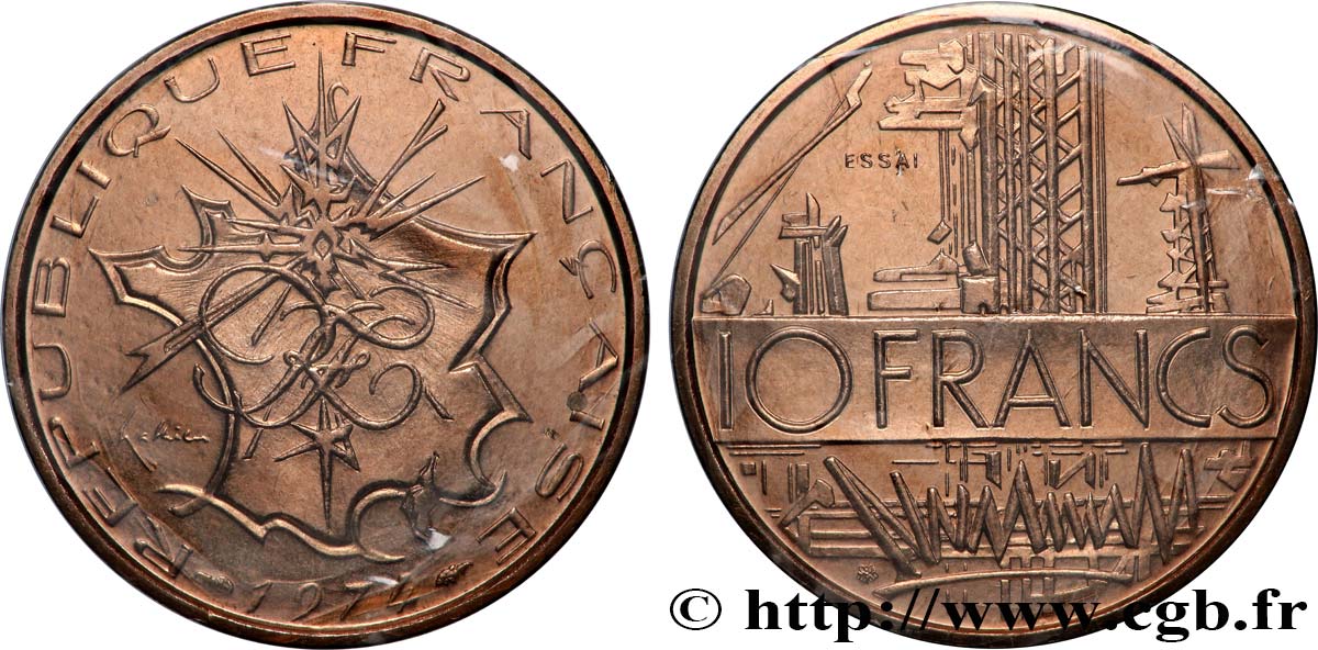 Essai de 10 francs Mathieu, Tranche A 1974 Pessac F.365/1 FDC 