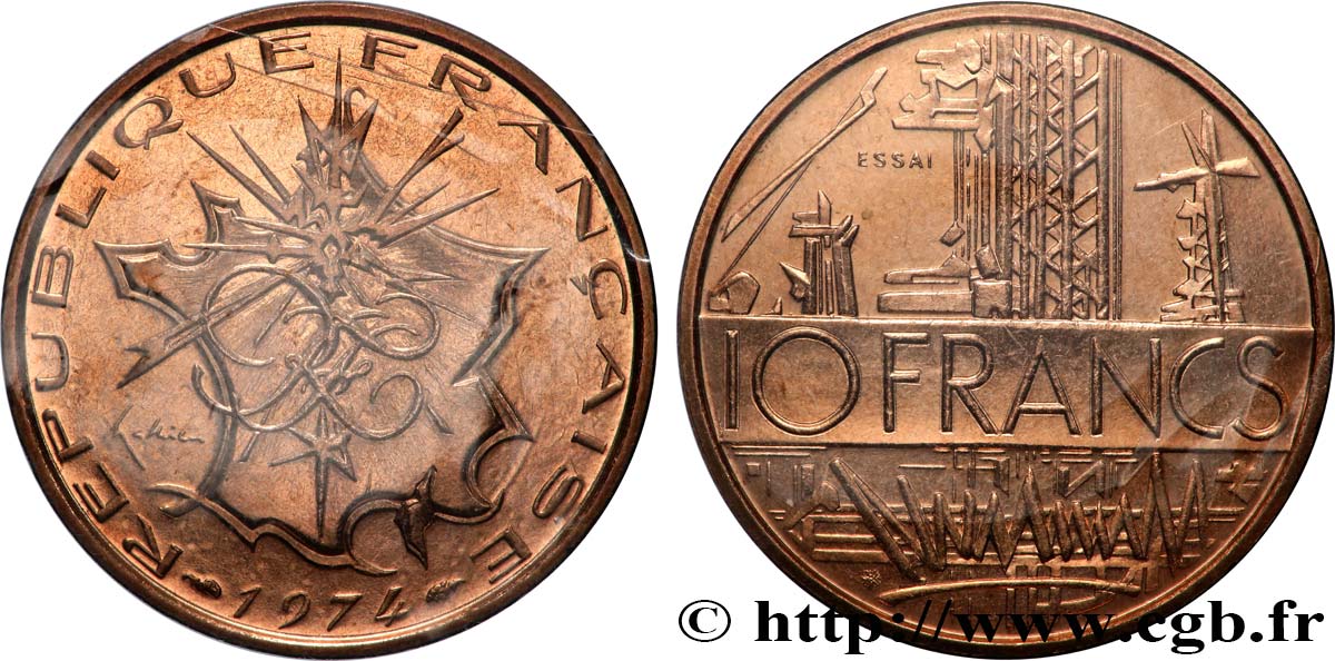 Essai de 10 francs Mathieu, Tranche B 1974 Pessac F.365/1 FDC 