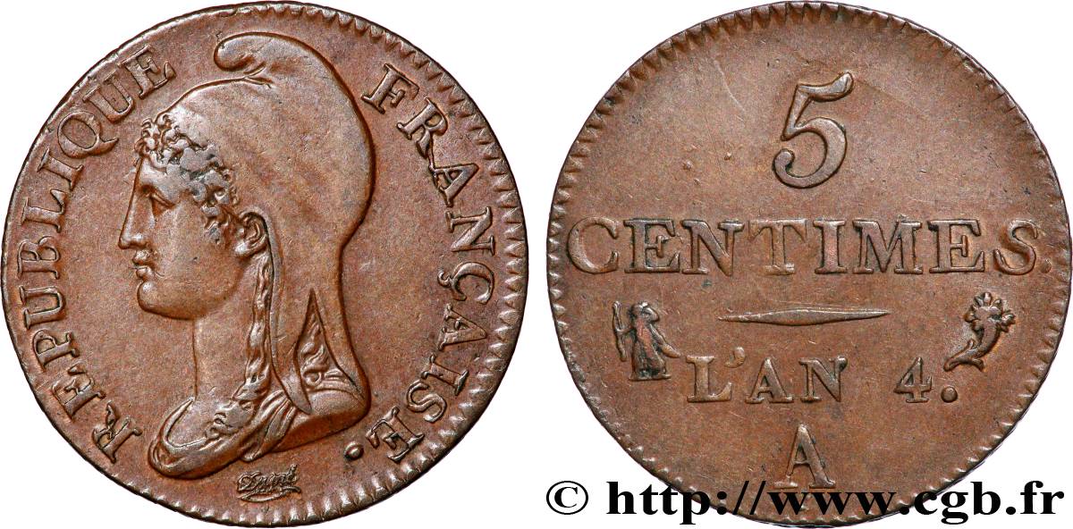 5 centimes Dupré, petit module 1796 Paris F.113/1 q.SPL 
