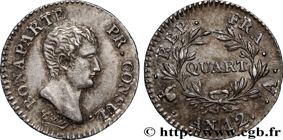 Quart (de franc) Bonaparte Premier Consul 1804 Paris F.157/1 SUP55 
