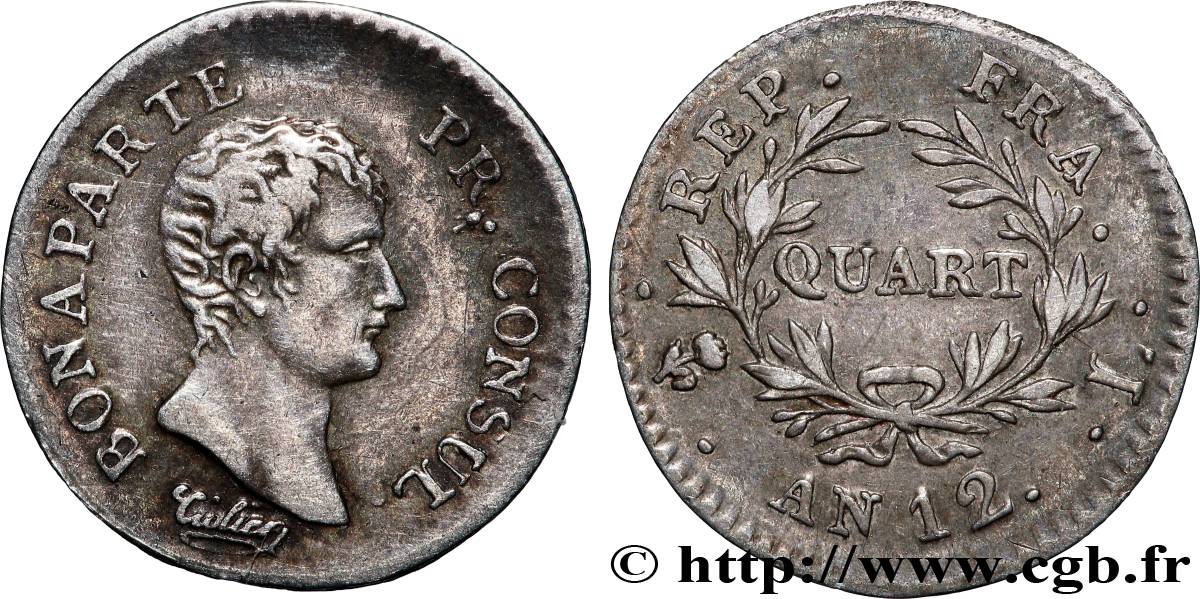 Quart (de franc) Bonaparte Premier Consul 1804 Bayonne F.157/5 BB 