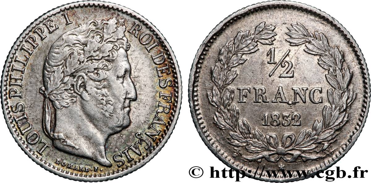 1/2 franc Louis-Philippe 1832 Lille F.182/27 TTB 