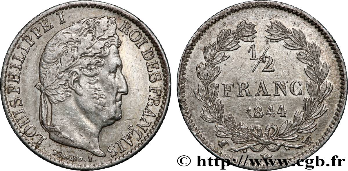 1/2 franc Louis-Philippe 1844 Lille F.182/107 TTB+ 