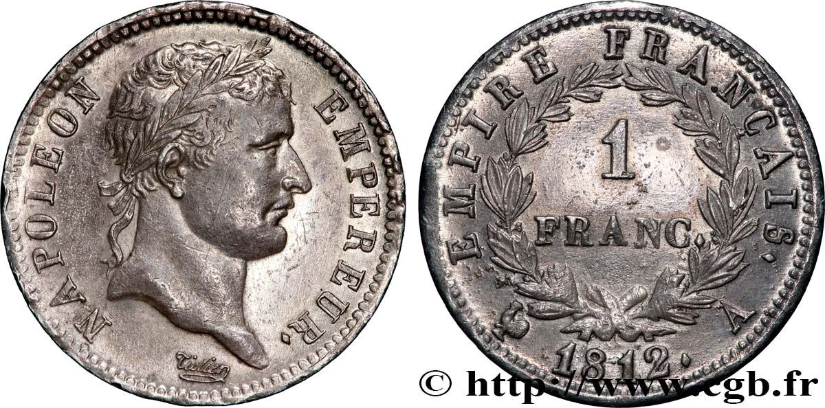 1 franc Napoléon Ier tête laurée, Empire français 1812 Paris F.205/42 q.SPL 