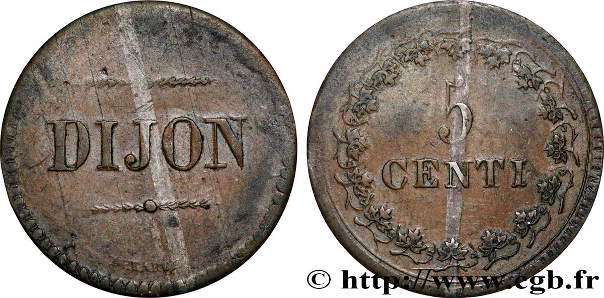 Essai de 5 centimes de Delarue de Dijon n.d.  VG.3225  BC+ 