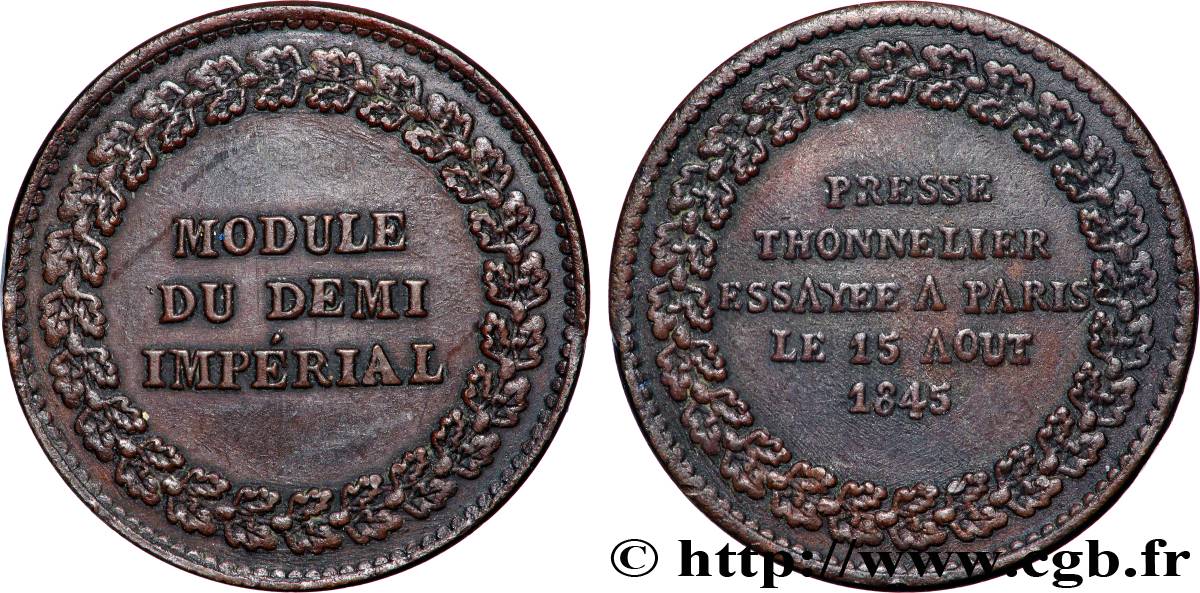 Essai au module du demi impérial de Russie 1845 Paris T.T.4527 2 AU 