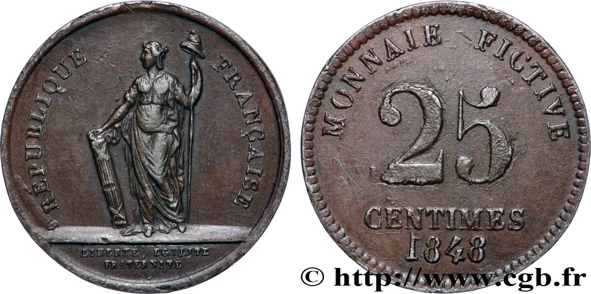 25 Centimes (Monnaie Fictive) 1848   AU 