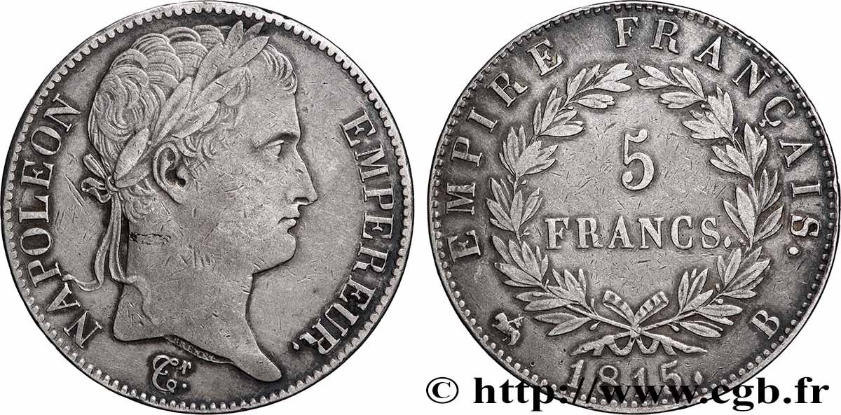 5 francs Napoléon Empereur, Cent-Jours 1815 Rouen F.307A/2 VF 