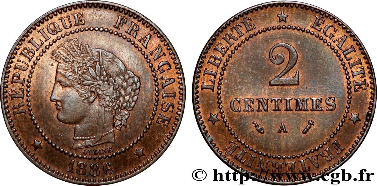 2 centimes Cérès 1886 Paris F.109/12 SUP61 