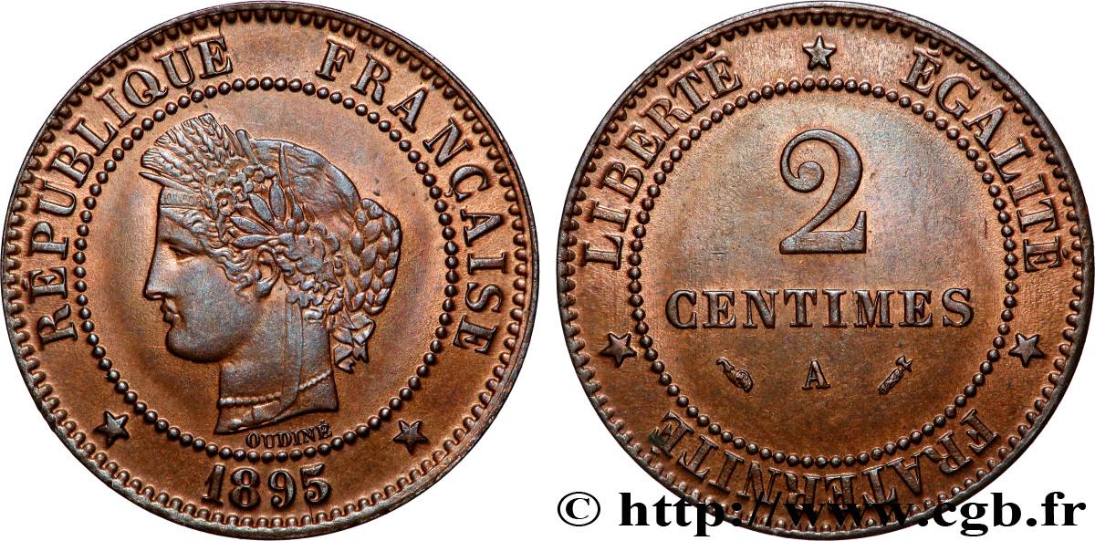 2 centimes Cérès 1895 Paris F.109/21 SPL63 