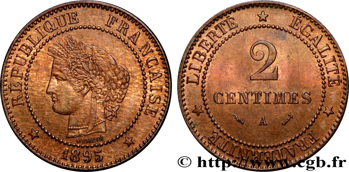 2 centimes Cérès 1895 Paris F.109/21 SPL63 