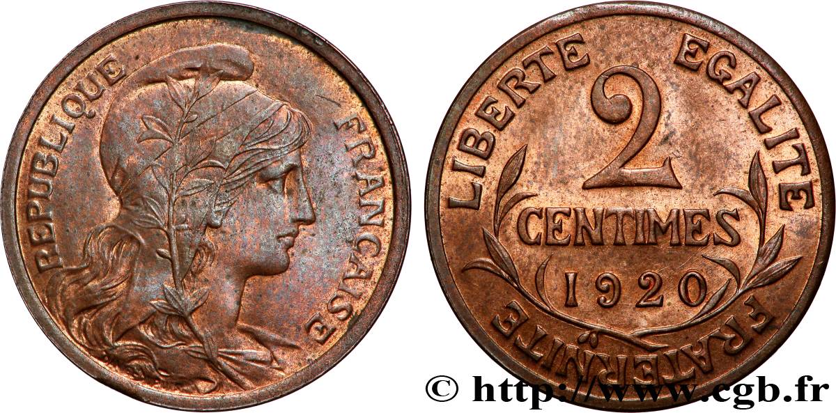 2 centimes Daniel-Dupuis 1920 Paris F.110/20 MS63 