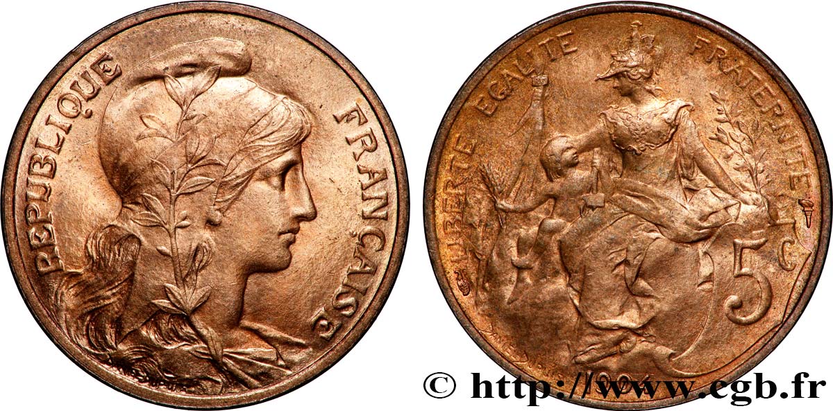 5 centimes Daniel-Dupuis 1904  F.119/14 MS63 