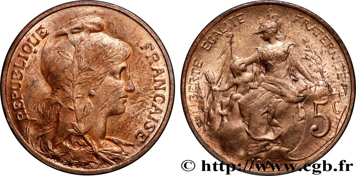 5 centimes Daniel-Dupuis 1904  F.119/14 MS64 