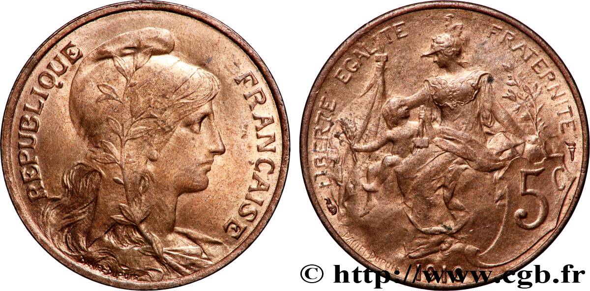 5 centimes Daniel-Dupuis 1910  F.119/22 SPL63 
