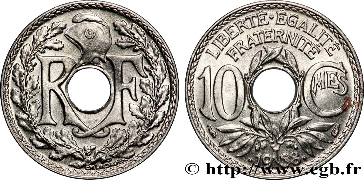 10 centimes Lindauer, maillechort 1938  F.139/2 MS 