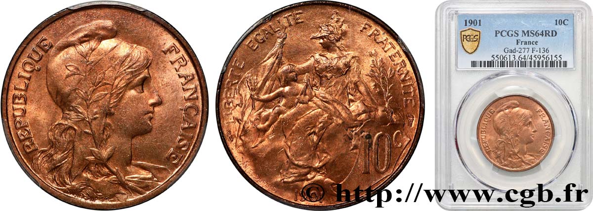 10 centimes Daniel-Dupuis 1901  F.136/10 SPL64 PCGS