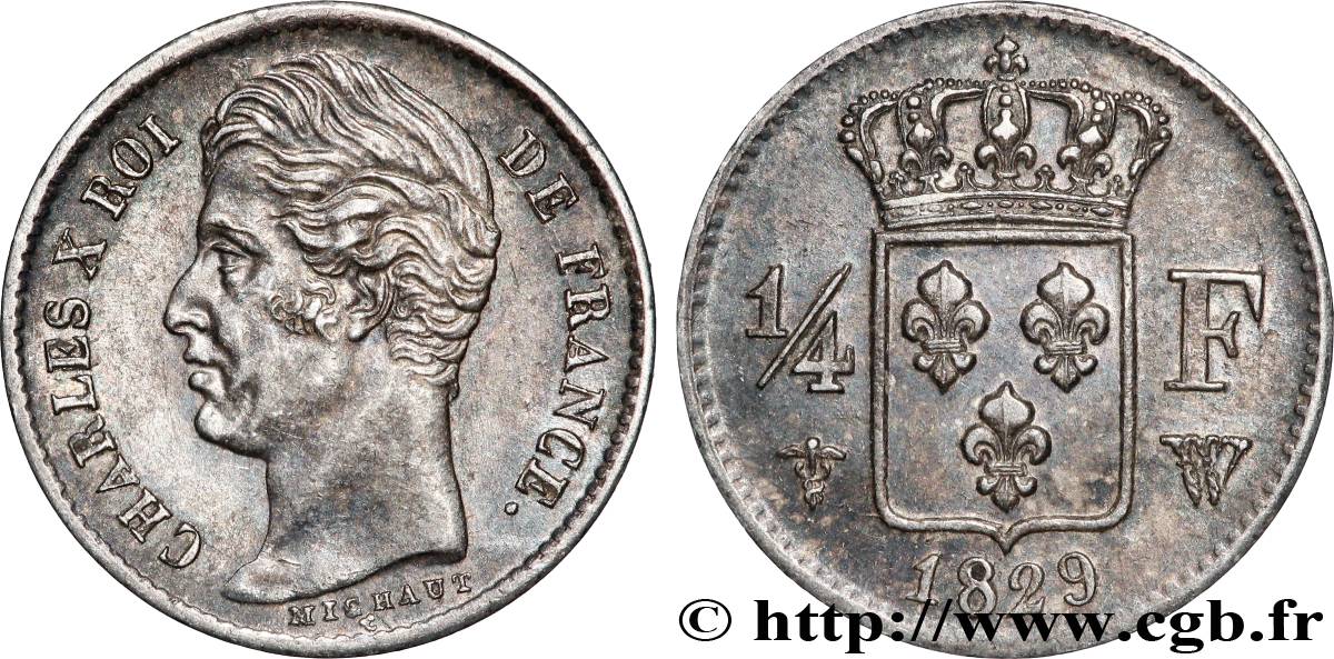 1/4 franc Charles X 1829 Lille F.164/38 SUP58 