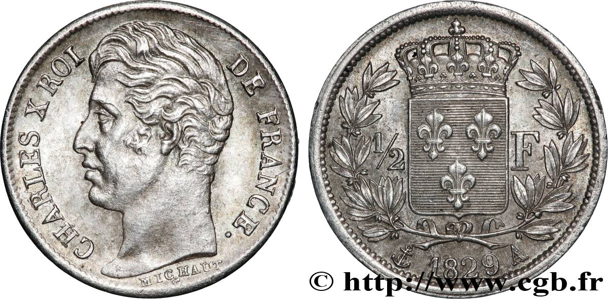 1/2 franc Charles X 1829 Paris F.180/37 SPL60 
