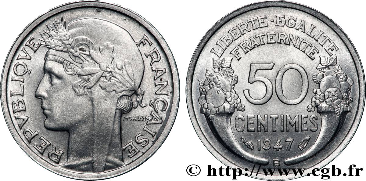 50 centimes Morlon, légère 1947 Beaumont-le-Roger F.194/11 MS64 