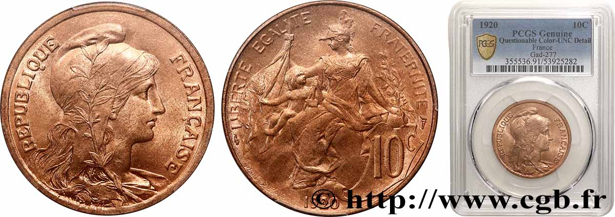 10 centimes Daniel-Dupuis 1920  F.136/29 SPL PCGS