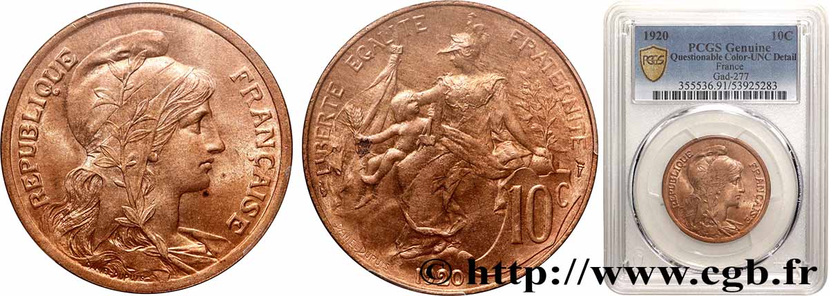 10 centimes Daniel-Dupuis 1920  F.136/29 MS PCGS