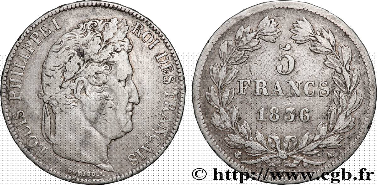 5 francs IIe type Domard 1836 Paris F.324/53 VF 